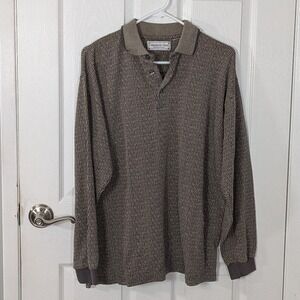 Vintage Corporate Gear Herringbone Polo Shirt Long‎ Sleeve Collared Top